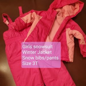 Girls snowsuit Winter Jacket and snow bibs